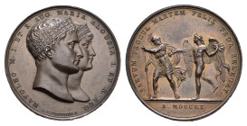 France - Medals, Tokens & Jetons - 1810 - Medal 'Mariage Napoleon et Marie-Louise d'Autriche' by L. Manfredini - Obv. Conjoint busts Napoleon wearing ...