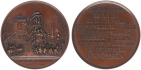 France - Medals, Tokens & Jetons - 1840 - Medal 'Funérailles de Napoléon aux Champs-Elysées' by Montagny - Obv. Funeral procession / Rev. Nine lines o...