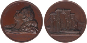 France - Medals, Tokens & Jetons - 1840 - Medal 'Passage à Rouen des restes mortels de Napoléon' by Depaulis - Obv. Napoleon on his deathbed / Rev. Sh...