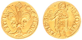 France - Medals, Tokens & Jetons - Florin d'or nd. - 20 cent. restrike by Paris mint - Obv: Large fleur-de-lis; FLOR-ENTIA / Rev: John the Baptist sta...