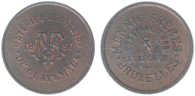 Guatemala - Republic - Medallic Pattern Trial Strike 1890 by the Belgian firm Me...