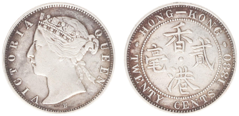 Hongkong - Victoria (1842-1901) - 20 Cents 1880-H (KM7, Pr.28, MarsC28) - Obv: C...
