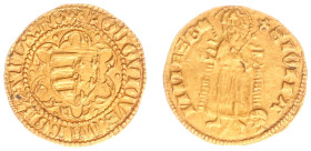 Hungary - Ludwig I (1342-1382) - Goldgulden nd.(1353-75), mint master J. Szerecsen (Lengyel 4C, Pohl B2, Husz.513, Fr.4) - Obv: Split arms with 5 lis ...