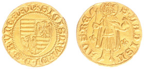 Hungary - Sigismund (1387-1437) - Goldgulden nd. (1387-89), Kaschau int, mm. Jacob and Christian (Lengyel 17/11A, Pohl D1-6, Huszar572, Fr.6) - Obv: Q...