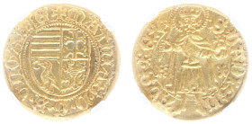 Hungary - Matthias Corvinus (1458-1490) - Goldgulden nd. (1466), Kremnitz, mm. Janos Ernuszt (Lengyel 36/11, Pohl K1-6, EH531/j, Husz.674, Fr.20) - Ob...