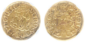 Hungary - Matthias Corvinus (1458-1490) - Goldgulden nd. (1470-77), Nagybanya (Lengyel39/1, Pohl K12-1, EH534/c, Husz.677, Fr.22) - Obv: Veiled Madonn...