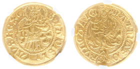 Hungary - Matthias Corvinus (1458-1490) - Goldgulden nd. (1476-85), Nagybanya, mm. Albert Jung (Lengyel45/3, Pohl K15-4, EH540/o, Husz.680, Fr.22) - O...