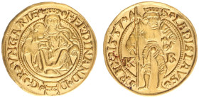 Hungary - Ferdinand I (1526-1564) - Ducat 1557, Kremnitz (Huszar895, Unger716a, Fr.48) - Obv: Seated Madonna with child / Rev: St. Ladislaus standing ...