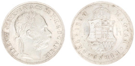 Hungary - Franz Joseph I (1848-1916) - Forint 1890-KB (KM475, Früh.1795) - Obv: Laureate head right / Rev: Crowned arms - UNC, noce patina and toning,...