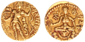 India - Imperial Guptas - Candragupta II Vikramaditya (c. 376-412 AD) - Archer Type, AV dinara, 7.76 g, 18 mm, specific gravity 15.51. Obv.: Elegant, ...