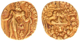 India - Imperial Guptas - Candragupta II Vikramaditya (c. 376-412 AD) - Archer Type, AV dinara, 7.87 g, 18.5 mm, specific gravity 14.87. Obv.: As prev...
