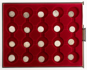 Coins world in boxes - Arabian Empires - Seljuqs of Rum, Collection of 20 AR dirhams in Leuchturm tray incl. four different lion-sun type + one counte...
