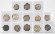 Coins world in boxes - Arabian Empires - Lot of 13 coins: Sasanian Empire, Khusrow II, 590 – 628 AD. AR drachm, Göbl types (I/1, I/2, II/3, IIb/3), mi...