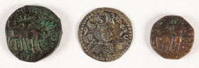 Coins world in boxes - Arabian Empires - Lot with 3 coins: Nezak Kings in Zabulistan and Kabulistan, c. 480-560, ‘Napki Malka’, AR Drachm (3.16 g.), K...