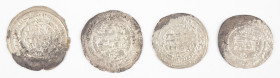 Coins world in boxes - Arabian Empires - Lot with 4 coins: Samanid, Mansur I Broad AR dirham AH359, 360 & 358 citing al-Muti, Balkh; Broad AR dirham A...