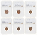 Coins world in boxes - Austria - Small lot with Austrian coins NGC certified incl. 1 Heller 1894 MS64RB, 1/2 K 1851A MS64RB, 1K 1860A MS64+RB, etc., 6...