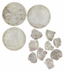 Coins world in boxes - Austria - Small lot 3x Kronentaler: 1793-A, 1788-B and 1795-C, added small bag with various fractional (broken) Dinars