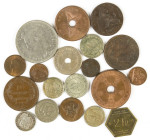 Coins world in boxes - Belgium - Small lot with coins Belgium and Belgian Congo, added a couple of coins Luxembourg, approx. 21 pcs.