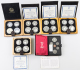 Coins world in boxes - Canada - Lot with 5 coin sets Canada Montreal Olympics 1976, 4 silver coins in each set, added 1 set 1977, total 6 pcs.
