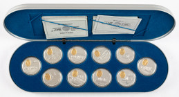 Coins world in boxes - Canada - Collection 'Aviation - 50 Years in flight' complete set of 10x 20 Dollars 1990-1993 with gold cameo's in spec. cassett...