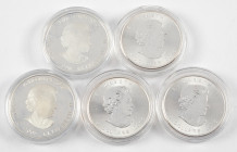 Coins world in boxes - Canada - Lot with 2x 25 Dollars 2008-2009 'Vancouver Olympics 2010' with holograms, added 3x colorized 5 Dollars 2015