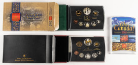 Coins world in boxes - Canada - Box with Canadian coin sets 2002, 2003, and 2005 , with silver, 3 pcs.