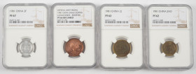 Coins world in boxes - China - Small lot with China NGC certified Proof coins 1981 incl. 2 Fen PF67 Km.2, 1 Jiao PF62 Km.15, 2 Jiao PF62 Km.16 and Med...