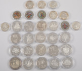 Coins world in boxes - Cuba - Lot consisting of 18 pcs. 10 Pesos, 8 pcs. 5 Pesos all commemorating historical ships, explorers etc... Four 1 Peso coin...