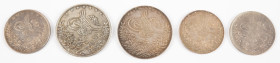 Coins world in boxes - Egypt - Lot with 5x Egypt, all Misr mint: 20 Qirsh AH1293/10 (KM296), 10 Qirsh AH1293/10 & 29 (KM295), 20 Qirsh AH1327/3 (KM310...