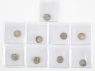 Coins world in boxes - Egypt - Lot with 9 coins Osman III (1754-57), all Misr mint: Para AH1168 viii (3), xiii (6) (KM95, Dam. 25MS-G1-sad (2), ‘ayn (...