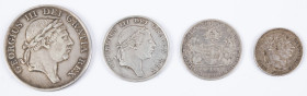 Coins world in boxes - England - Small lot coins England: 3 Shillings 1814 Bank Token, 1 Shilling 6 Pence 1811 Bank Token, Sixpence 1816 and Somersets...