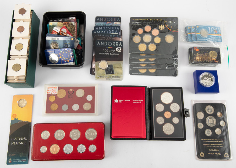 Coins world in boxes - Euro's - Box with Euro coins, Euro sets and Euro cards in...