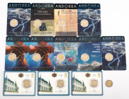 Coins world in boxes - Euro's - Lot with Andorra commemorative BU 2 Euro 2017 (2x), 2018 (3x) & 2019 (4x) in original blisters, Luxemburg commemorativ...