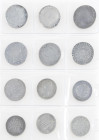 Coins world in boxes - France - Lot with 7 French Ecu’s aw. 1734-D, 1764-Q, 1768-L, 1781-Bearn etc, added 5x 5 francs a.w. 1811-A, 1833-W etc.