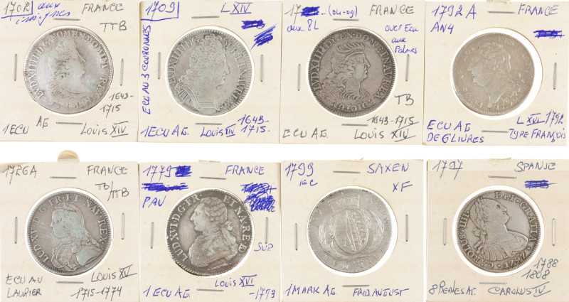 Coins world in boxes - France - Interesting lot wit French Ecu’s incl. 1702 au i...