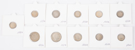 Coins world in boxes - France - Lot of silver coins of Louis-Philippe - 20 centimes, 1/4 franc, 50 centimes, 1 franc - all in XF+ or UNC condition - A...