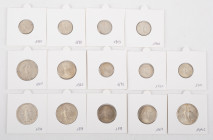 Coins world in boxes - France - Small collection of silver coins type Semeuse - a.o. 50 centimes 1903 and 2 francs 1900 - mainly in XF condition - 14 ...