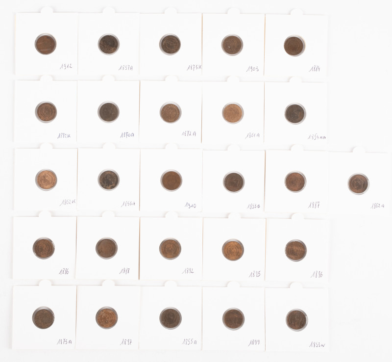 Coins world in boxes - France - Very nice collection of 1 centime coins - Type N...
