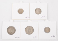 Coins world in boxes - France - Small lot silver coins Louis XVIII - 1/4 franc, 1/2 franc and 1 franc (2) - some nice qualities