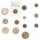 Coins world in boxes - France - Small lot with French coins incl. 50 Francs 1975, 5 Francs 1876, 10 Francs 1965, 4 Denieras 1707, 5 Centimes - 1856 NG...