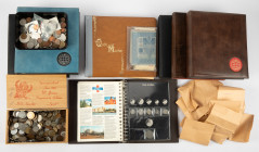 Coins world in big boxes - cannot be shipped - Miscellaneous - Banana box with World coins in albums and smaller boxes incl. Germany, Belgium, Austria...