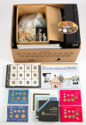 Coins world in big boxes - cannot be shipped - Miscellaneous - Banana box with World coin sets and medals incl. Netherlands, Germany (Strassenbahn tok...