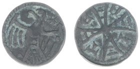 Hertogdom Brabant - Emissies met uitsluitend stedelijke symbolen (1210-1280) - Denier ND (1235-1280) Halen? (DW 184 / Vanhoudt G 130) - 0.52 gram - Ob...