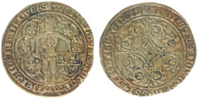 Hertogdom Brabant - Johanna en Wenceslaus (1355-1383) - Dubbele Groot or Brijman ND (1377) Maastricht (DW 408 / Vanhoudt G 308) – 2.86 gram – Obv. Sta...