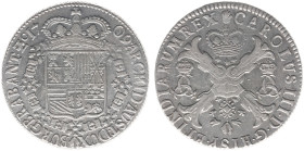 Hertogdom Brabant / Antwerpen - Karel III (1703-1711, troonpretendent Spanje) - Patagon 1709 reeded edge (Delm. 359 / vGH 377-1a / Vanhoudt 764 R1) - ...