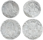 Hertogdom Brabant / Maastricht - Philips II (1555-1598) - 1/10 Philipsdaalder 1571 mm. Star (CNM 2.07.20 / vGH 213-2b) + 1/5 Philipsdaalder 1567 mm. S...