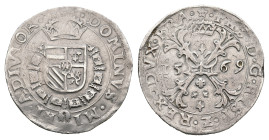 Hertogdom Brabant / Maastricht - Philips II (1555-1598) - Bourgondische Kruisrijksdaalder 1569 (CNM 2.07.37 / vGH 240-2 / Delm. 91 R2 / Vanhoudt 290 R...