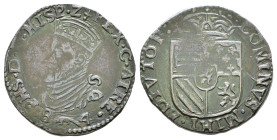 Graafschap Artois - Philips II (1555-1598) - Oord 1584 Arras, mm. Rat dividing 8-4 (vGH 232-9b / Vanhoudt 323) - 5.19 gram - with crowned bust to left...