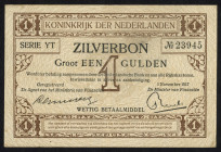 Banknotes Netherlands - 1 Gulden 1916 Silver certificate / Zilverbon (Mev. 02-2a / AV 2.2a / PL2.b1 / P. 10) - # YT 23945 - VF / RRR (ex collection To...