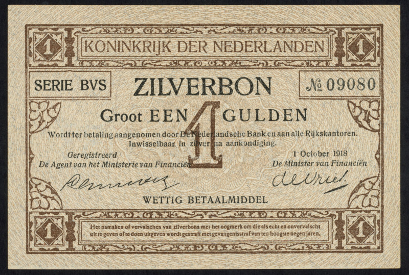 Banknotes Netherlands - 1 Gulden 1916 Silver certificate / Zilverbon (Mev. 02-3 ...